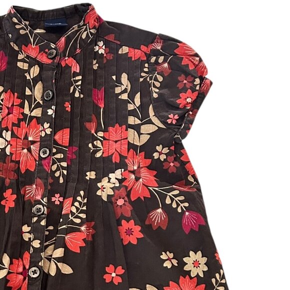 Vtg GAP Toddler Brown Dress Floral Button-Front Dress |Sz 4/5 Baby Girl Cotton - Picture 5 of 6